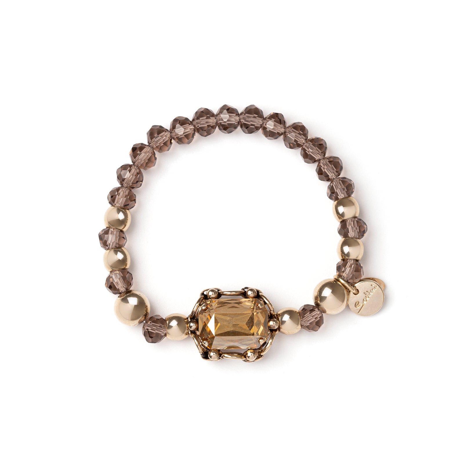 Bracelet élastique Sodini Avec Médaillon Style Ethnique - Bleu Foncé, Neuf Avec étiquettes - Bijou Bohème Facile à Porter
